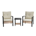 3 Piece Outdoor Patio Furniture Set, All-Weather Modern PE Wicker Rattan Bistro Set with 4" Cushions, Patio Chairs Set of 2, Easy to Assemble, Cream White