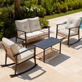 4 Piece Outdoor Patio Furniture Set, All-Weather Modern PE Wicker Rattan Conversation Set with 4" Cushions for Comfortable, Easy to Assemble, Cream White