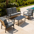 4 Piece Outdoor Patio Furniture Set, All-Weather Modern PE Wicker Rattan Conversation Set with 4" Cushions for Comfortable, Easy to Assemble, Cream White