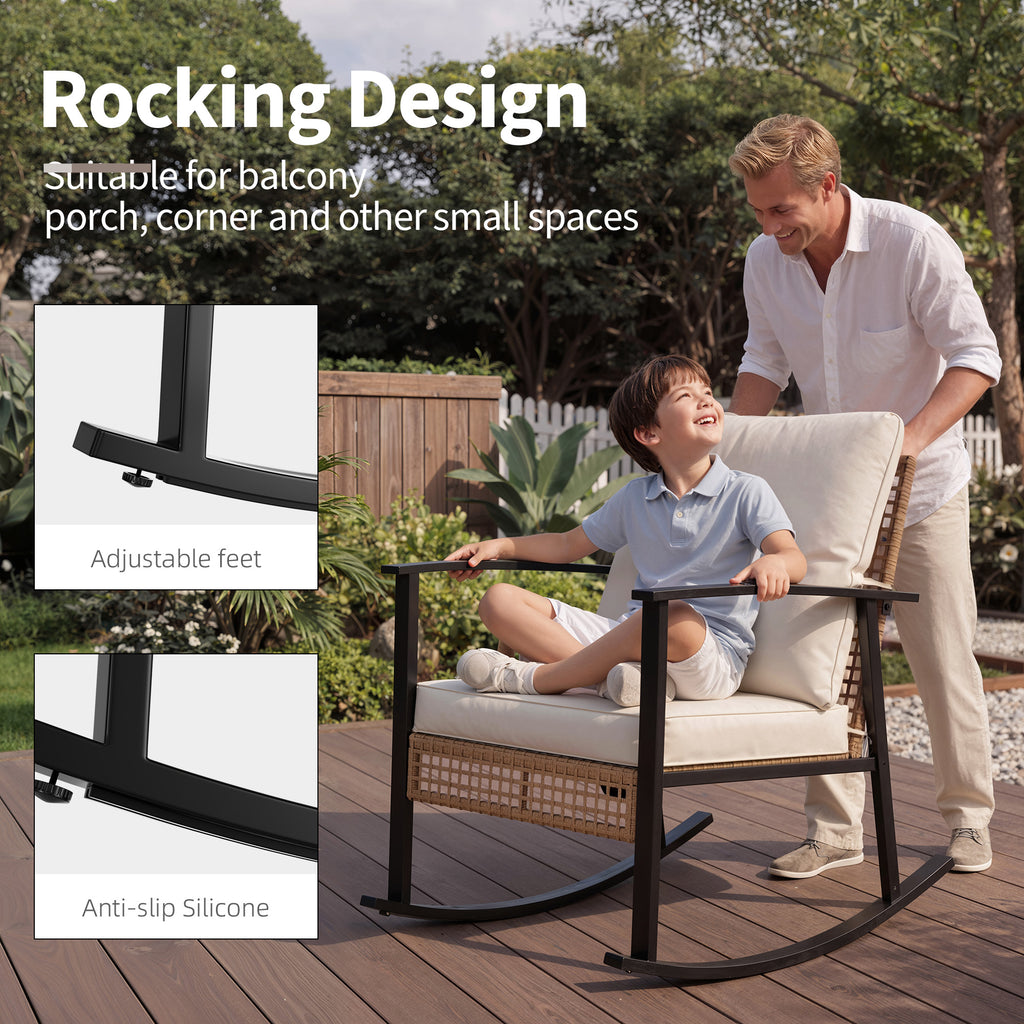 4 Piece Outdoor Patio Furniture Set, All-Weather Modern PE Wicker Rattan Conversation Set with 4" Cushions for Comfortable, Easy to Assemble, Cream White