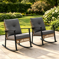 Deersky Outdoor Rocking Chairs Set of 2, Patio Wicker Rocking Chair with Soft Cushions for Porch, Backyard, Balcony, Garden