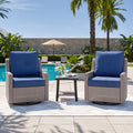 Deersky 3 Piece Patio Furniture Set, Outdoor Wicker Swivel Glider Chairs Set with Side Table, All-Weather Bistro Set for Porch, Balcony, Backyard