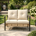 Deersky 2-Seat Outdoor Patio Loveseat, All-Weather PE Rattan Wicker Chair with Soft Cushions for Porch, Balcony, Garden